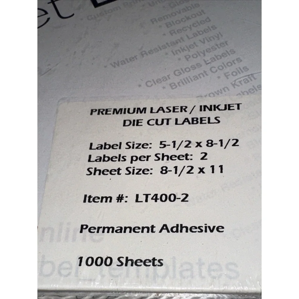 1000 Perforated Rounded Corner Shipping Labels 2 PerSheet 8.5 x 11 Self Adhesive